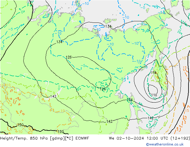 Z500/Rain (+SLP)/Z850 ECMWF We 02.10.2024 12 UTC