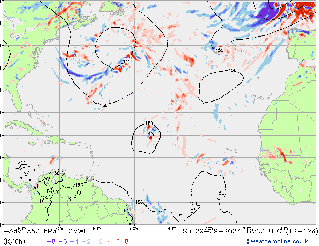 T-Adv. 850 hPa ECMWF Su 29.09.2024 18 UTC