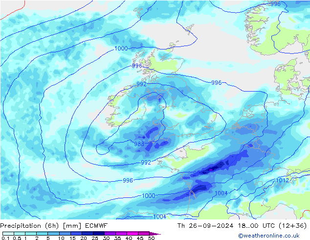 Z500/Rain (+SLP)/Z850 ECMWF jeu 26.09.2024 00 UTC