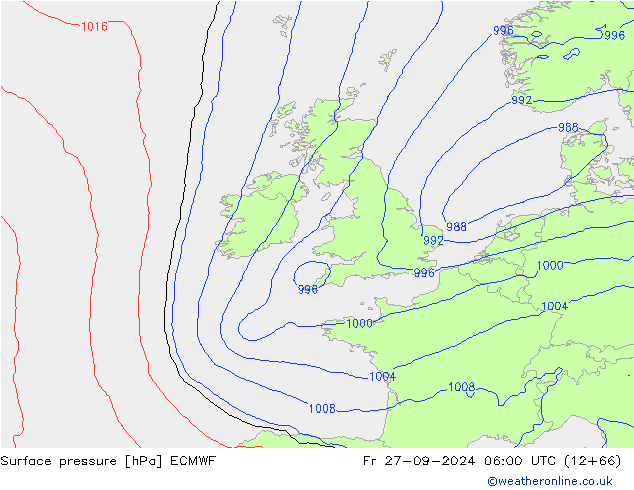 Surface pressure ECMWF Fr 27.09.2024 06 UTC