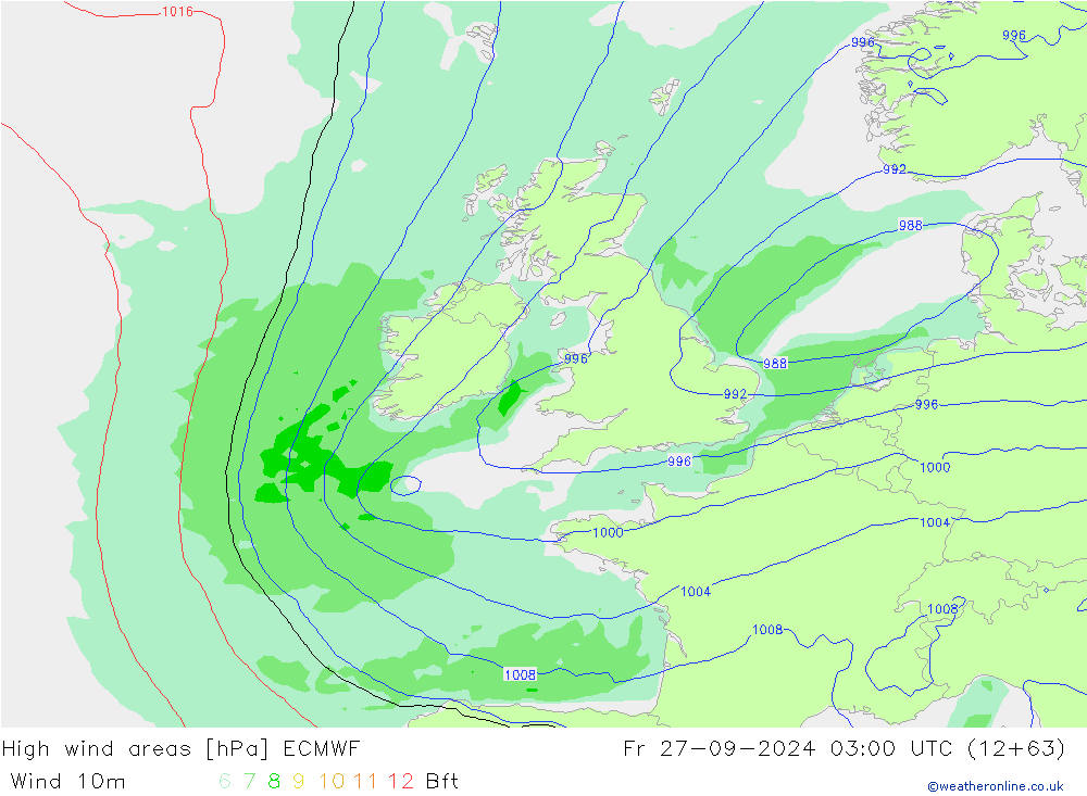 High wind areas ECMWF Fr 27.09.2024 03 UTC