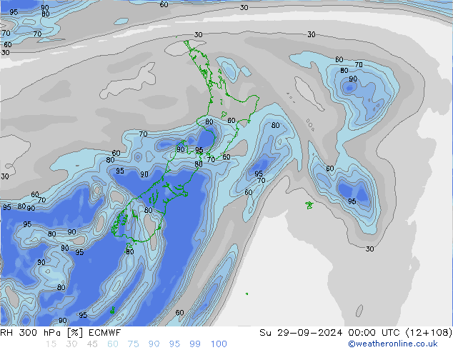 RH 300 hPa ECMWF Su 29.09.2024 00 UTC