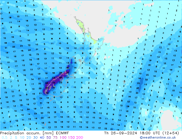 Totale neerslag ECMWF do 26.09.2024 18 UTC