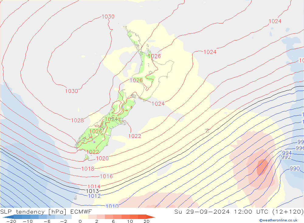 Drucktendenz ECMWF So 29.09.2024 12 UTC