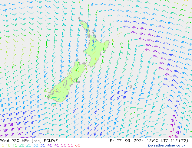 Wind 950 hPa ECMWF Fr 27.09.2024 12 UTC