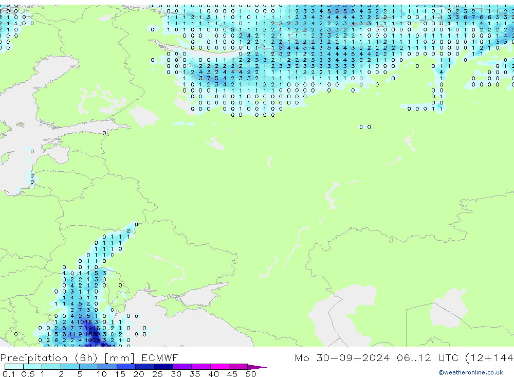 Z500/Rain (+SLP)/Z850 ECMWF pon. 30.09.2024 12 UTC