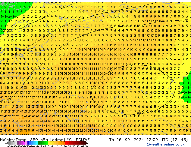 Z500/Rain (+SLP)/Z850 ECMWF jeu 26.09.2024 12 UTC