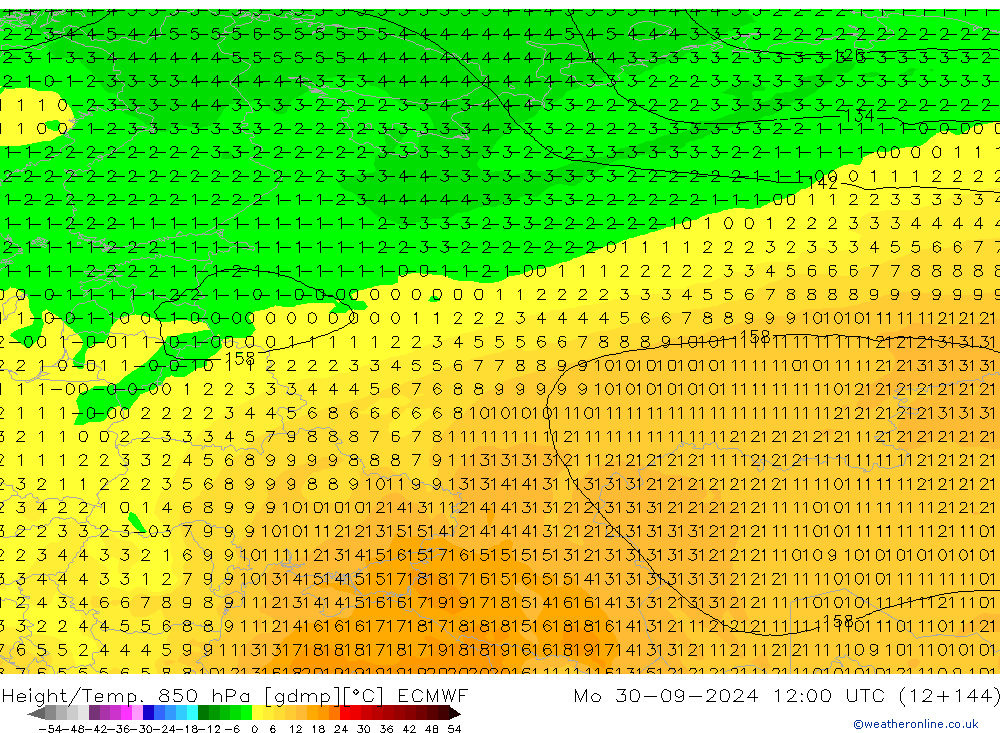 Z500/Rain (+SLP)/Z850 ECMWF pon. 30.09.2024 12 UTC