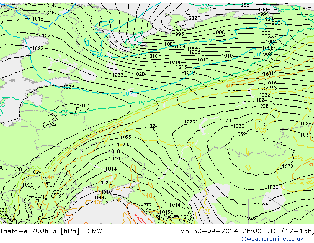 Theta-e 700hPa ECMWF Seg 30.09.2024 06 UTC