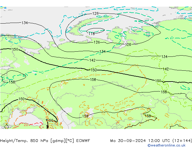 Height/Temp. 850 hPa ECMWF  30.09.2024 12 UTC