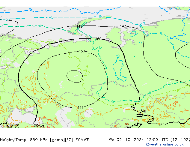 Z500/Rain (+SLP)/Z850 ECMWF We 02.10.2024 12 UTC