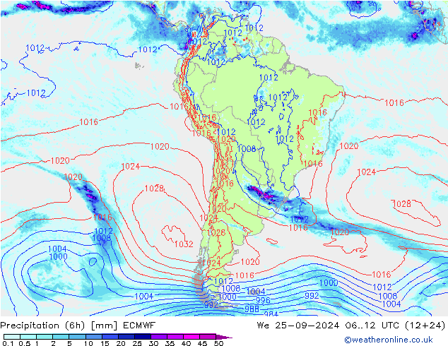 Z500/Rain (+SLP)/Z850 ECMWF ср 25.09.2024 12 UTC