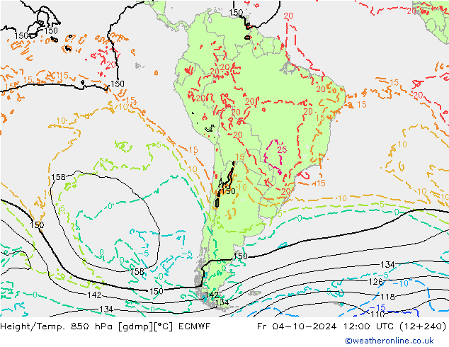 Height/Temp. 850 hPa ECMWF  04.10.2024 12 UTC