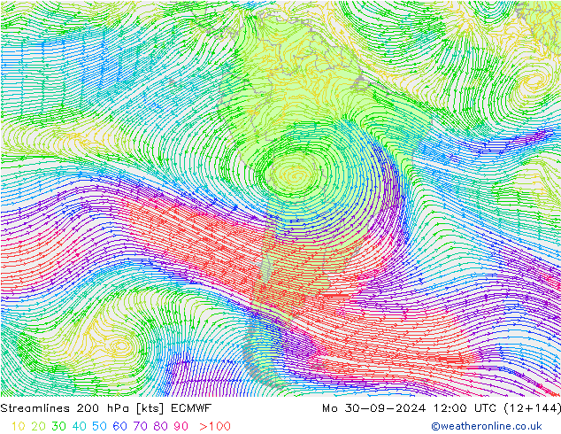 Streamlines 200 hPa ECMWF Mo 30.09.2024 12 UTC