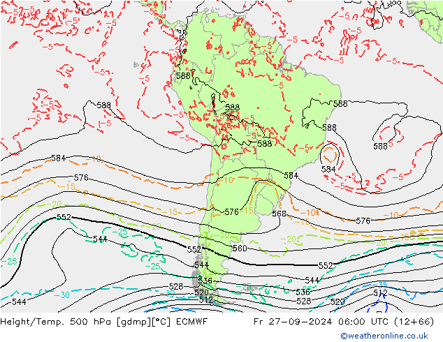 Z500/Rain (+SLP)/Z850 ECMWF Fr 27.09.2024 06 UTC