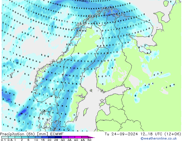 Z500/Regen(+SLP)/Z850 ECMWF di 24.09.2024 18 UTC