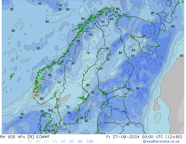 RH 925 hPa ECMWF Fr 27.09.2024 00 UTC