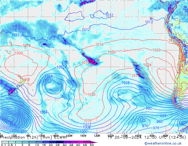 осадки (12h) ECMWF чт 26.09.2024 00 UTC