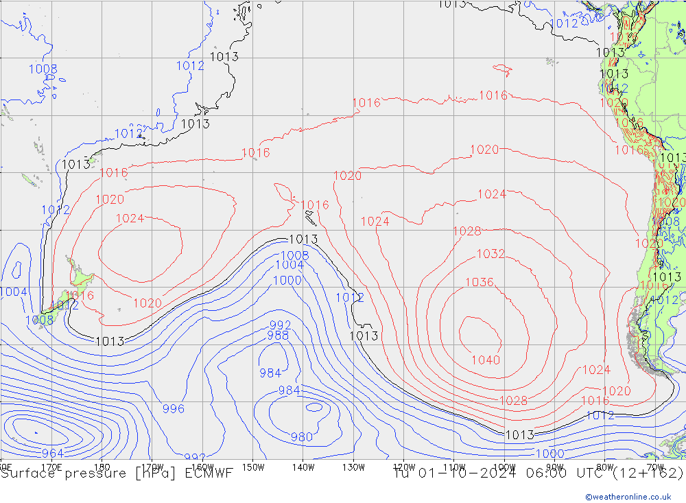 pressão do solo ECMWF Ter 01.10.2024 06 UTC