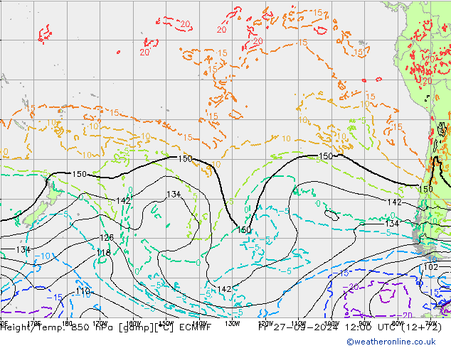 Z500/Rain (+SLP)/Z850 ECMWF ven 27.09.2024 12 UTC