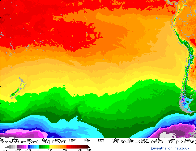 Temperatura (2m) ECMWF lun 30.09.2024 06 UTC