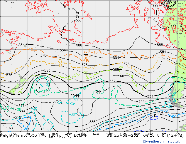 Z500/Rain (+SLP)/Z850 ECMWF  25.09.2024 06 UTC