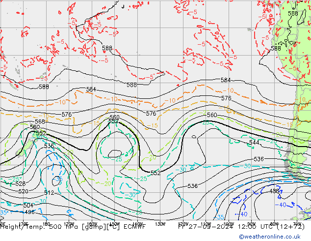 Z500/Rain (+SLP)/Z850 ECMWF ven 27.09.2024 12 UTC