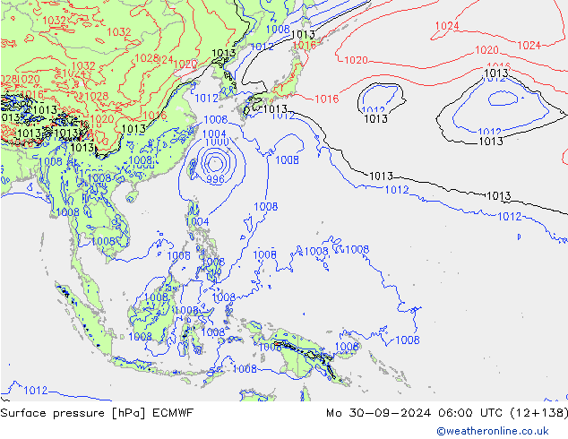 ciśnienie ECMWF pon. 30.09.2024 06 UTC