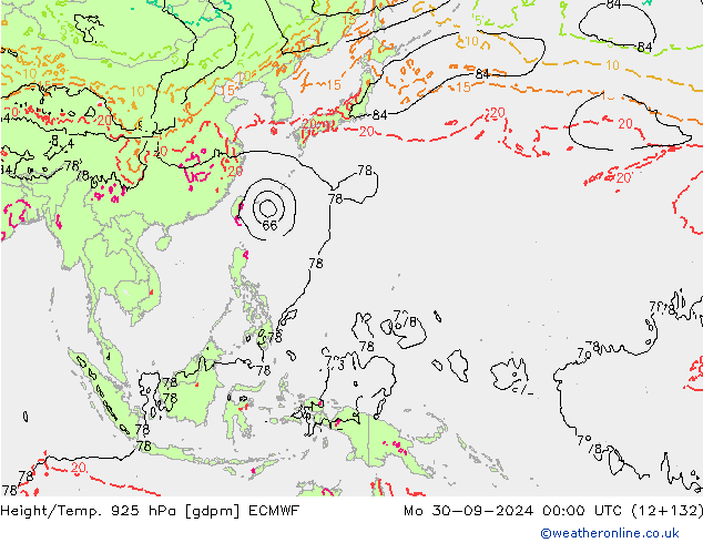 Height/Temp. 925 hPa ECMWF lun 30.09.2024 00 UTC