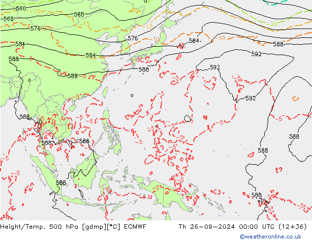 Z500/Yağmur (+YB)/Z850 ECMWF Per 26.09.2024 00 UTC