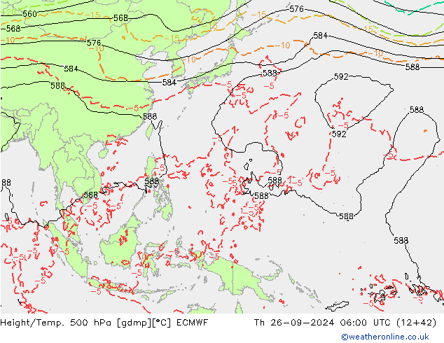 Z500/Rain (+SLP)/Z850 ECMWF Th 26.09.2024 06 UTC