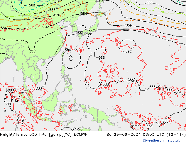 Z500/Rain (+SLP)/Z850 ECMWF Su 29.09.2024 06 UTC