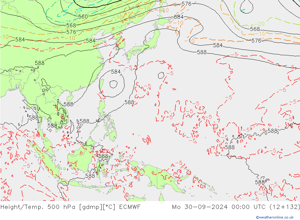 Height/Temp. 500 hPa ECMWF Seg 30.09.2024 00 UTC