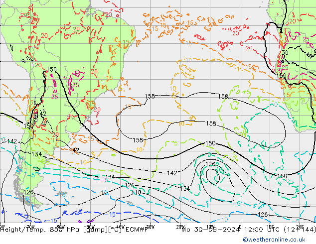 Height/Temp. 850 hPa ECMWF Mo 30.09.2024 12 UTC