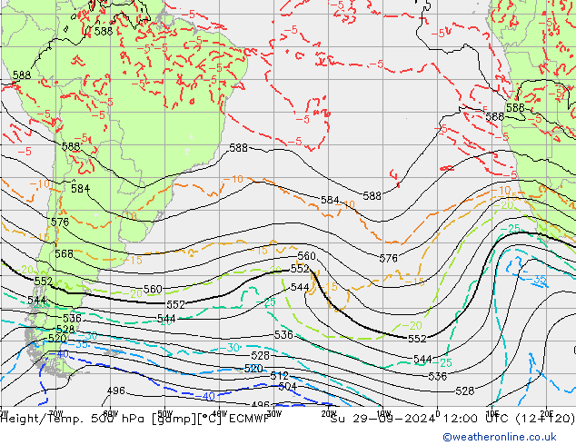 Height/Temp. 500 hPa ECMWF Su 29.09.2024 12 UTC