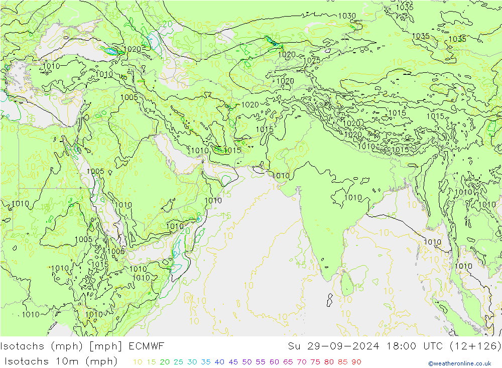 Isotachs (mph) ECMWF Su 29.09.2024 18 UTC