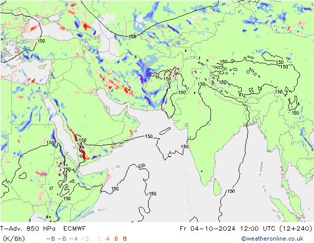 T-Adv. 850 hPa ECMWF vr 04.10.2024 12 UTC