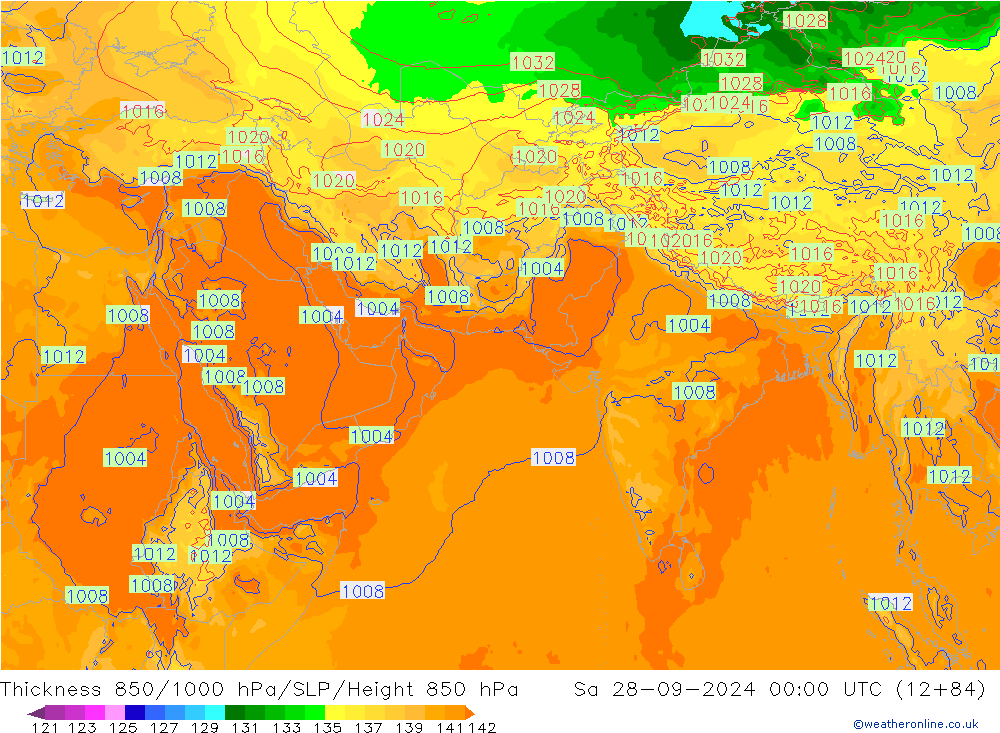 Thck 850-1000 hPa ECMWF Sa 28.09.2024 00 UTC