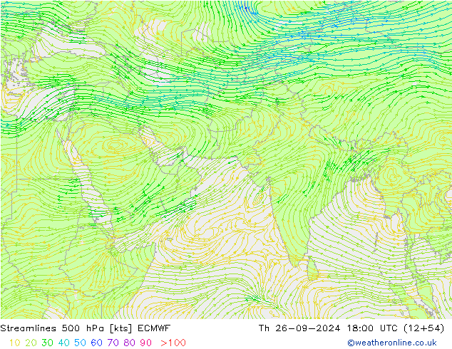 Streamlines 500 hPa ECMWF Th 26.09.2024 18 UTC