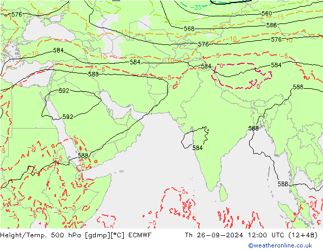 Z500/Rain (+SLP)/Z850 ECMWF jue 26.09.2024 12 UTC