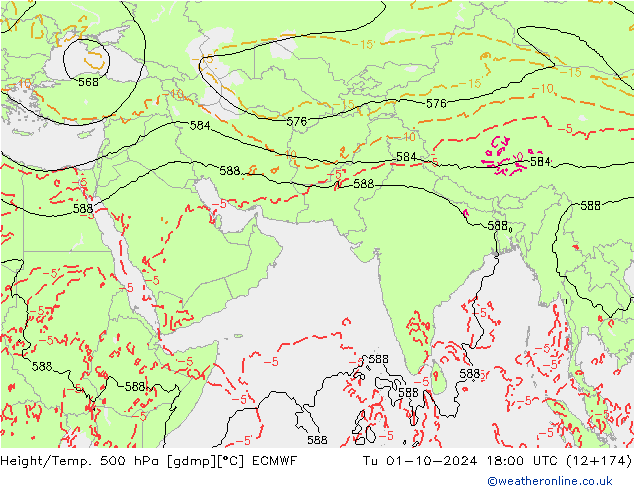 Z500/Rain (+SLP)/Z850 ECMWF Tu 01.10.2024 18 UTC