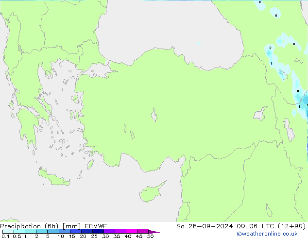 Precipitation (6h) ECMWF Sa 28.09.2024 06 UTC