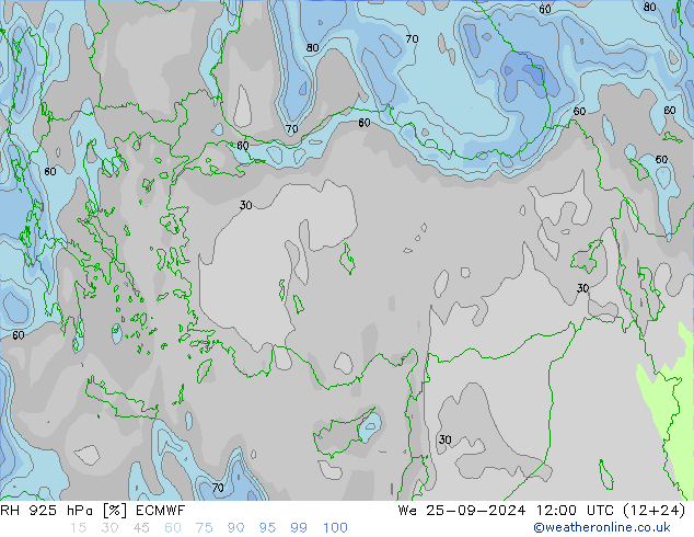 RH 925 hPa ECMWF St 25.09.2024 12 UTC