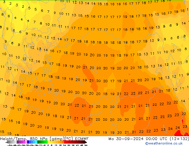 Géop./Temp. 850 hPa ECMWF lun 30.09.2024 00 UTC