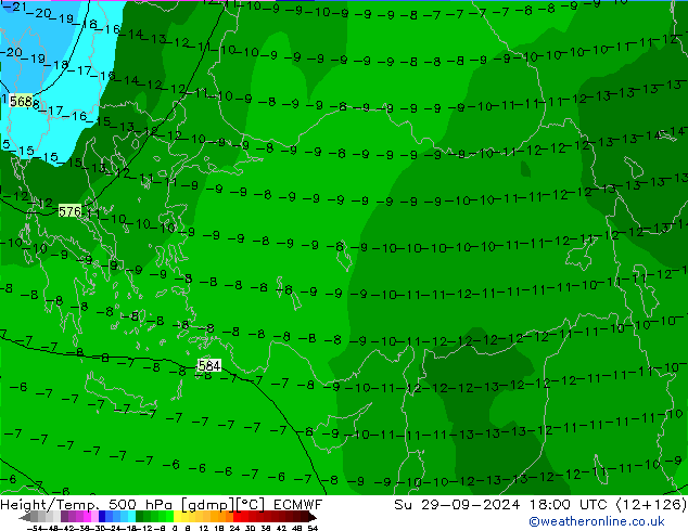 Z500/Rain (+SLP)/Z850 ECMWF dom 29.09.2024 18 UTC