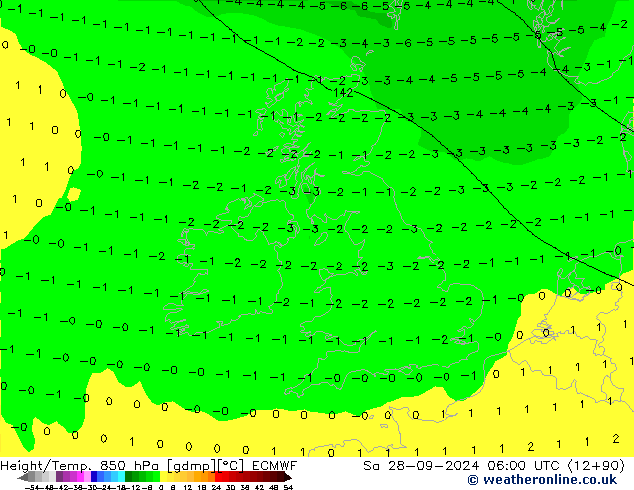 Z500/Rain (+SLP)/Z850 ECMWF Sáb 28.09.2024 06 UTC