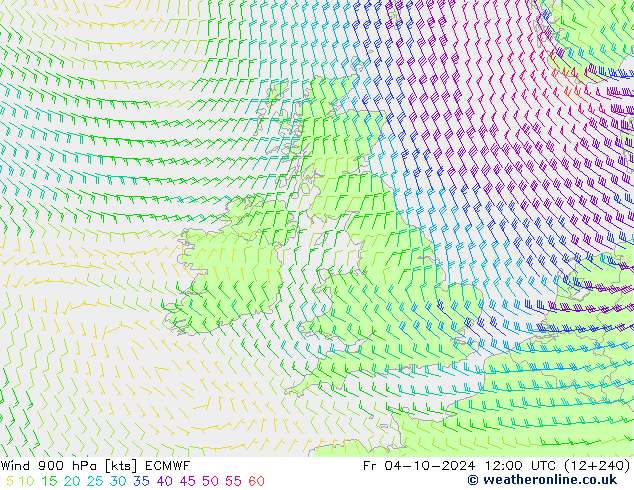 Wind 900 hPa ECMWF Fr 04.10.2024 12 UTC