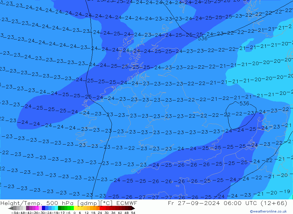 Z500/Rain (+SLP)/Z850 ECMWF  27.09.2024 06 UTC