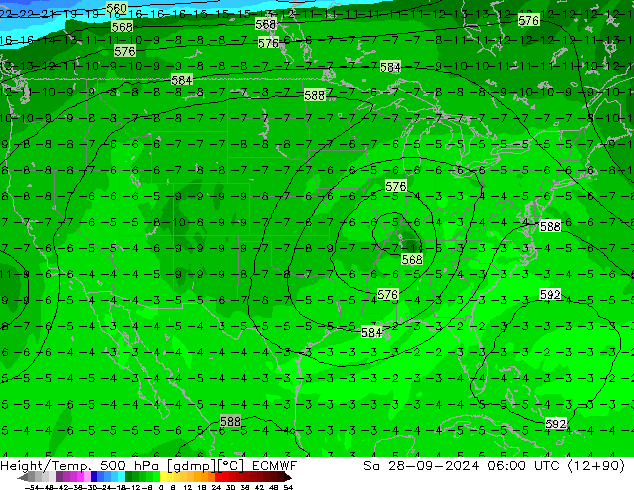 Z500/Rain (+SLP)/Z850 ECMWF sab 28.09.2024 06 UTC