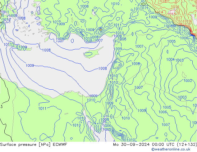 Pressione al suolo ECMWF lun 30.09.2024 00 UTC